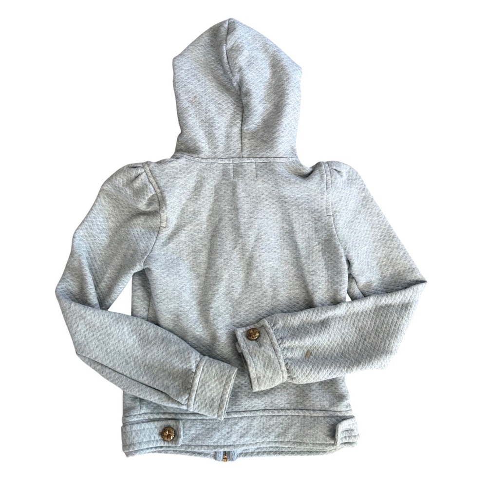 Vintage Juicy Couture Gray Quilted Puff Shoulder Zip Up Hoodie Y2K Size Small - Picture 2 of 13